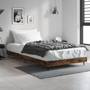 Smoked Oak Bed Frame 90x200 cm | Durable Engineered Wood