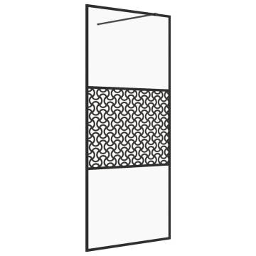 Walk-in Shower Wall 90x195 cm with Clear ESG Glass – Black