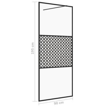 Walk-in Shower Wall 90x195 cm with Clear ESG Glass – Black