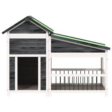 Dog Kennel Grey 143x60.5x109 cm Solid Wood Pine | Hipo Market