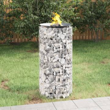 Gabion Fire Pit Ø 50 cm - Galvanised Iron for Garden & Patio