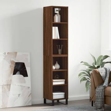 Stylish Highboard in Brown Oak - 34.5x32.5x180 cm