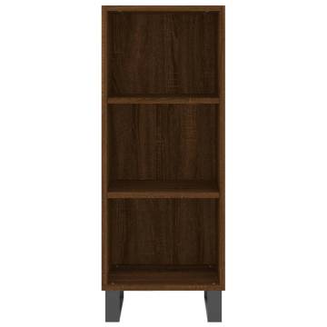 Stylish Highboard in Brown Oak - 34.5x32.5x180 cm