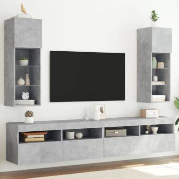 Stylish LED TV Cabinets (2 pcs) - Concrete Grey | HipoMarket UK