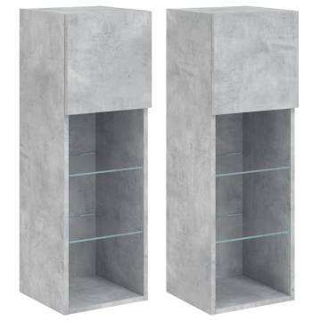 Stylish LED TV Cabinets (2 pcs) - Concrete Grey | HipoMarket UK