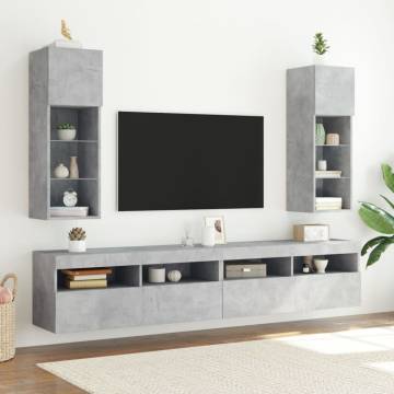 Stylish LED TV Cabinets (2 pcs) - Concrete Grey | HipoMarket UK