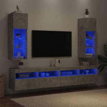 Stylish LED TV Cabinets (2 pcs) - Concrete Grey | HipoMarket UK