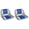 Boat Seats 2 pcs with Foldable Backrest - Blue-White Comfort