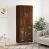 Highboard Brown Oak 69.5x34x180 cm Engineered Wood Colour brown oak Quantity in Package 1 Model 1 glass door 3 drawers 