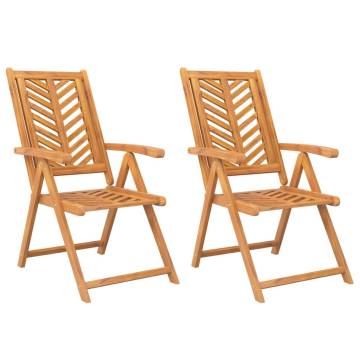 Reclining Garden Chairs - Solid Acacia Wood (2 pcs)