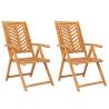 Reclining Garden Chairs - Solid Acacia Wood (2 pcs)