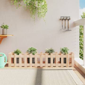 Garden Raised Bed with Fence Design - Solid Pine 150x30x30 cm