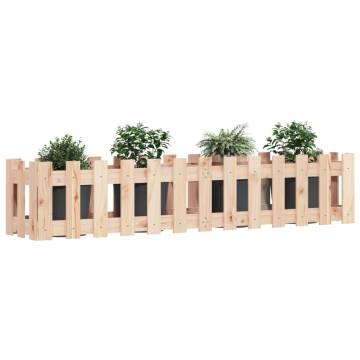 Garden Raised Bed with Fence Design - Solid Pine 150x30x30 cm