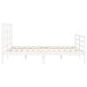 White King Size Bed Frame with Headboard - Solid Pine Wood