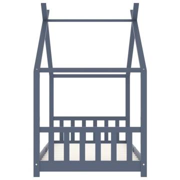 Kids Bed Frame Grey Solid Pine Wood 90x200 cm - HipoMarket