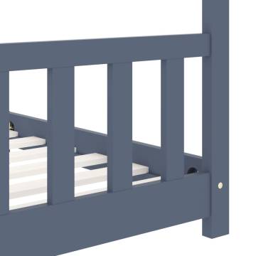 Kids Bed Frame Grey Solid Pine Wood 90x200 cm - HipoMarket