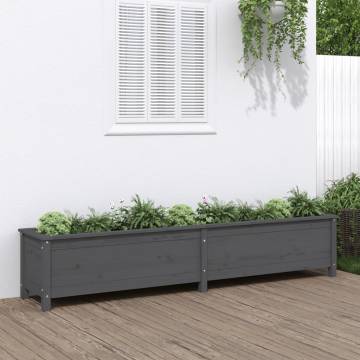 Garden Raised Bed Grey 199.5x40x39 cm - Solid Pine Wood