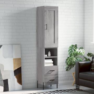 Stylish Highboard Grey Sonoma | 34.5x34x180 cm Engineered Wood