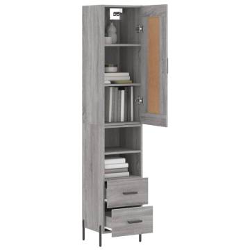 Stylish Highboard Grey Sonoma | 34.5x34x180 cm Engineered Wood