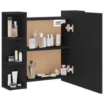 Mirror Cabinet with LED - Black, 70x16.5x60 cm | Hipo Market