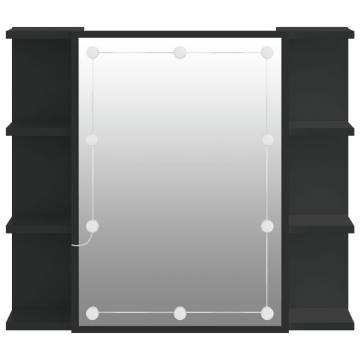 Mirror Cabinet with LED - Black, 70x16.5x60 cm | Hipo Market