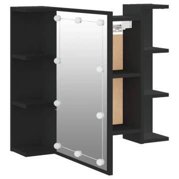 Mirror Cabinet with LED - Black, 70x16.5x60 cm | Hipo Market