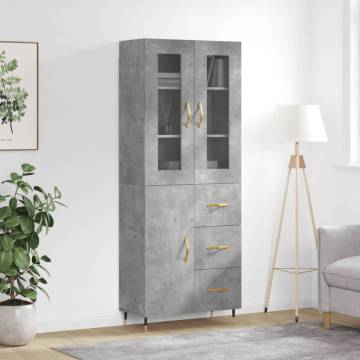 Stylish Highboard Concrete Grey - Premium Engineered Wood | HipoMarket