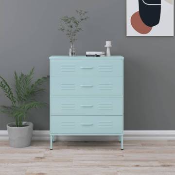 Stylish Mint Chest of Drawers - 80x35x101.5 cm Steel