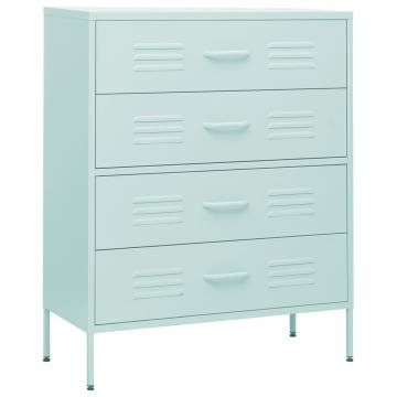 Stylish Mint Chest of Drawers - 80x35x101.5 cm Steel