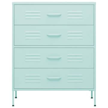 Stylish Mint Chest of Drawers - 80x35x101.5 cm Steel