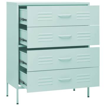 Stylish Mint Chest of Drawers - 80x35x101.5 cm Steel