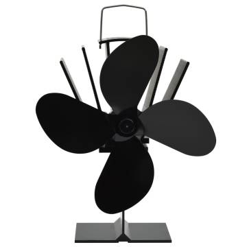 Heat Powered Stove Fan - 4 Blades Black | HipoMarket