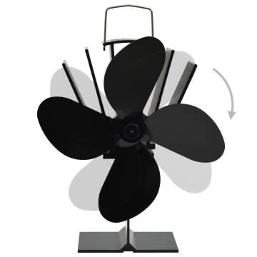 Heat Powered Stove Fan - 4 Blades Black | HipoMarket