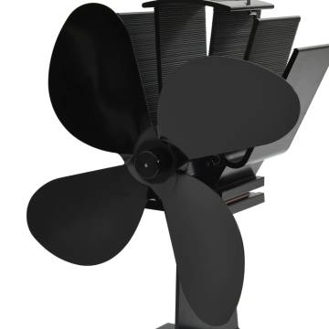 Heat Powered Stove Fan - 4 Blades Black | HipoMarket