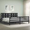 Bed Frame with Headboard Black 200x200 cm Solid Wood Colour black Size 200 x 200 cm 