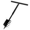 Ground Drill with Handle Auger Bit 180 mm Three Spirals Steel Black Size 180 mm 