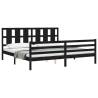 Stylish Black Bed Frame with Headboard - 200x200 cm Solid Wood