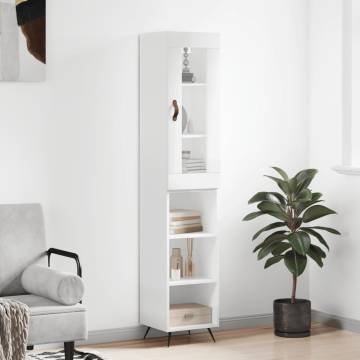 Stylish Highboard High Gloss White - 34.5x34x180 cm