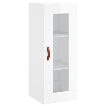 Stylish Highboard High Gloss White - 34.5x34x180 cm