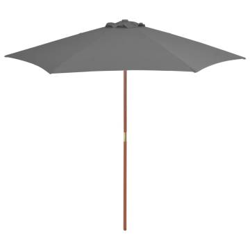 Outdoor Parasol with Wooden Pole 270 cm - Anthracite Shade