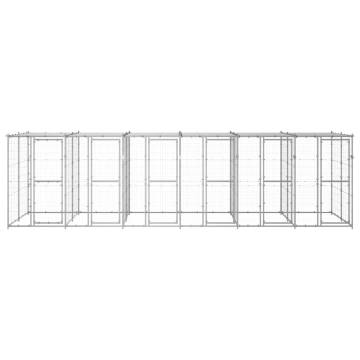 Outdoor Dog Kennel - Galvanised Steel with Roof | 14.52 m²