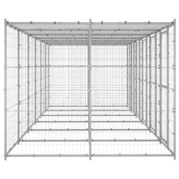 Outdoor Dog Kennel - Galvanised Steel with Roof | 14.52 m²