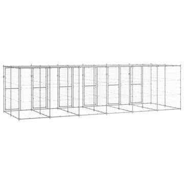 Outdoor Dog Kennel - Galvanised Steel with Roof | 14.52 m²