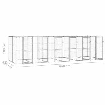 Outdoor Dog Kennel - Galvanised Steel with Roof | 14.52 m²