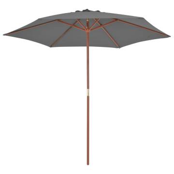 Outdoor Parasol with Wooden Pole 270 cm - Anthracite Shade