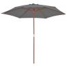 Outdoor Parasol with Wooden Pole 270 cm - Anthracite Shade