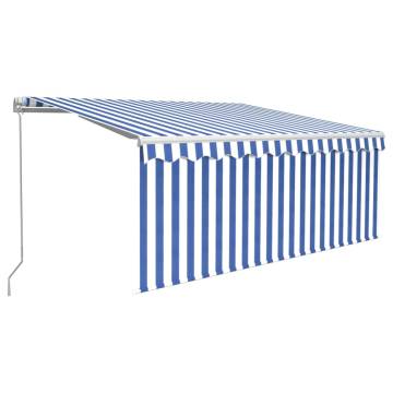 Manual Retractable Awning 3x2.5m Blue & White | Hipomarket