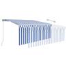 Manual Retractable Awning 3x2.5m Blue & White | Hipomarket