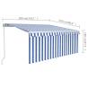 Manual Retractable Awning 3x2.5m Blue & White | Hipomarket