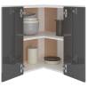 High Gloss Grey Hanging Corner Cabinet | 57x57x60 cm